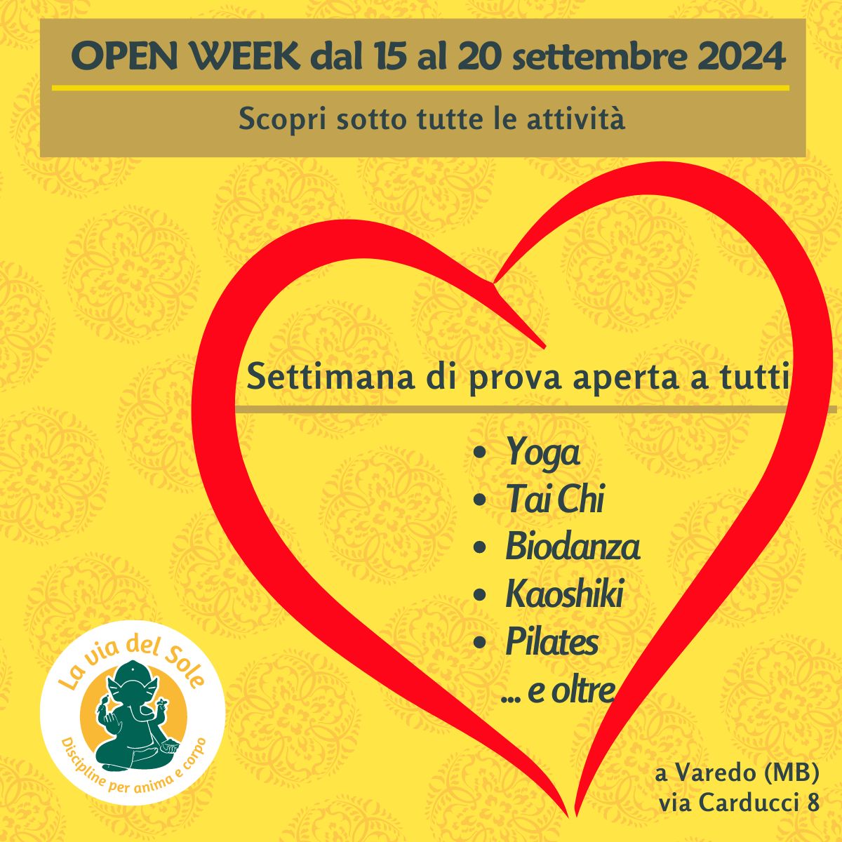 Open Week dal 15 al 20 settembre 2024